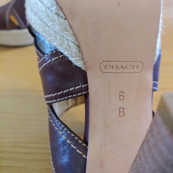 Coach Zeena Leather Espadrilles Platform Mule Heel Size 6 - Picture 4 of 5